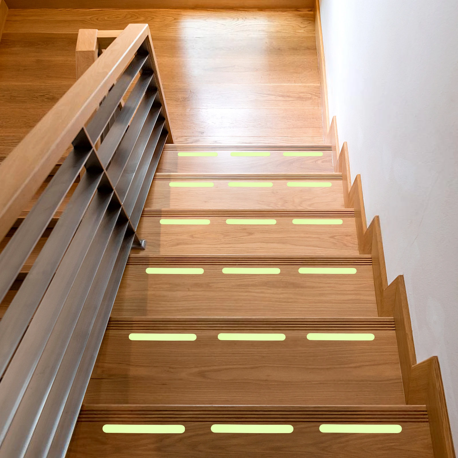 

24 Pcs Anti Slip Stair Tapes Glow in Dark Non Skid Strips for Stairs Steps Ladders Ramps Waterproof Reflective Safety