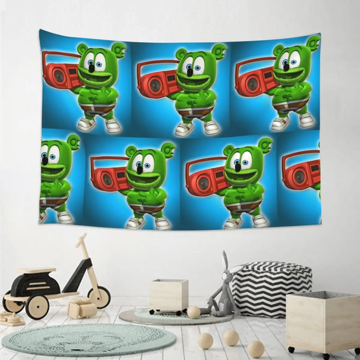 Gummibar (the Gummy Bear) Tapestry Art Wall Hanging Aesthetic Home Decoration Tapestries for Living Room Bedroom Dorm Room