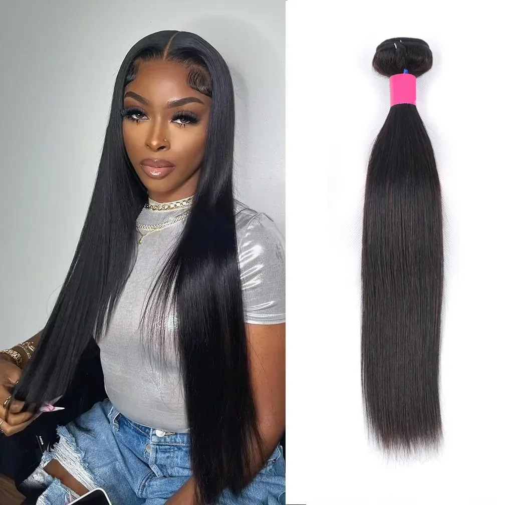 Straight Bundles Natural Color Brazilian Human Hair 36 38 Inches 3 Bundle Remy Human Hair Extensions Double Weft Braiding Hair