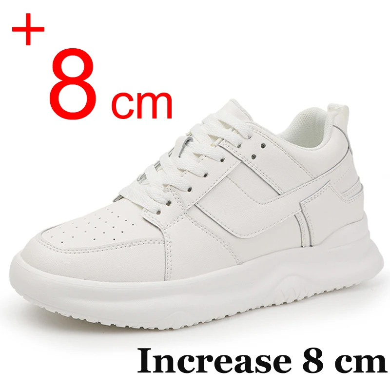 Men Sneakers Hidden Heels Elevator Shoes For Man 8CM 6CM Optional Heightening Shoes White Black Classics Casual Shoes