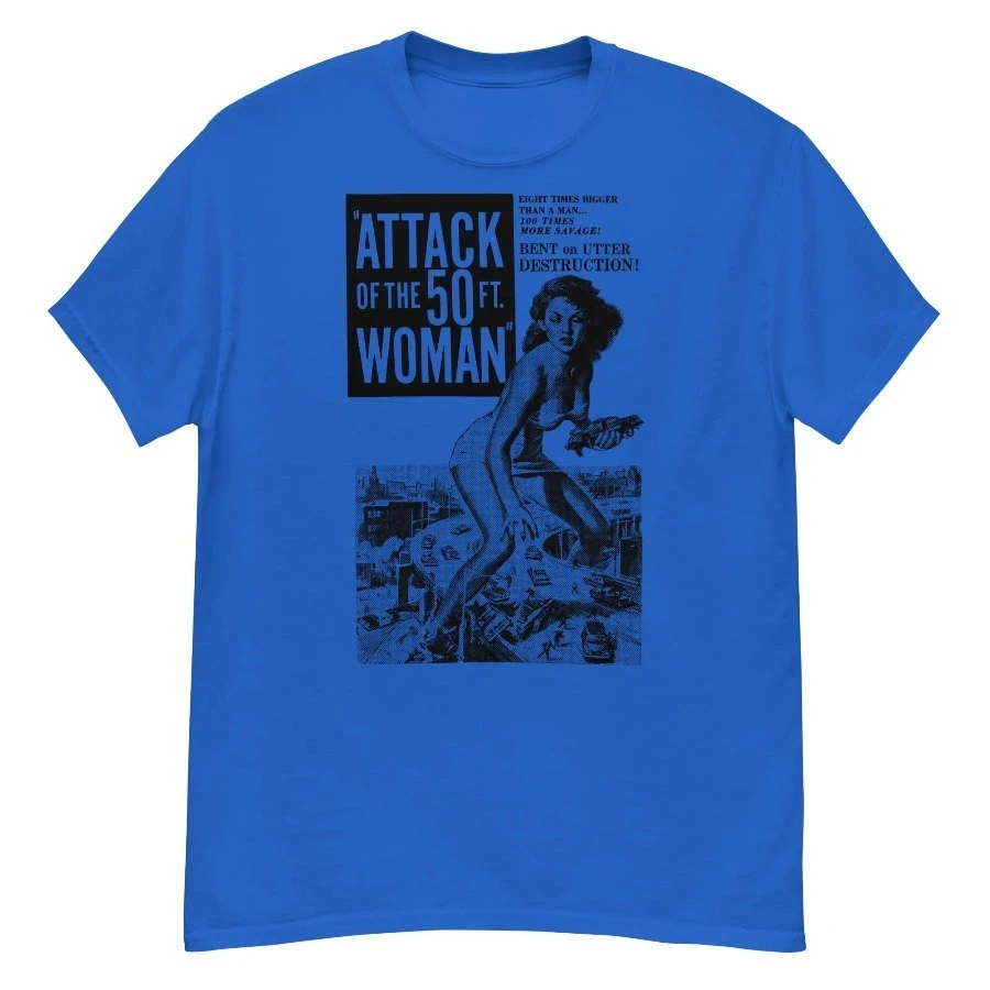 50 Foot Woman Classic Halloween Monster Poster Horror Movie T-Shirt Four season popular unisex cotton T-shirt