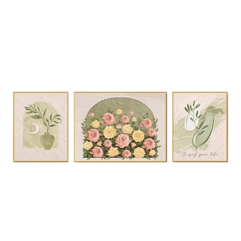 Picture 6: Decorative painting High-end flower sofa background wall hanging painting French triptych