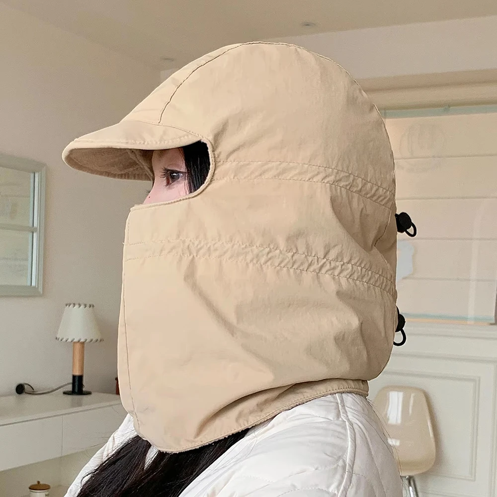 Winterfietshoeden Warme hoes Uit één geïntegreerde hoodie Gezichtsmasker Caps Verstelbare waterdichte winddichte hoed Gelaatsscherm Nekbeschermer