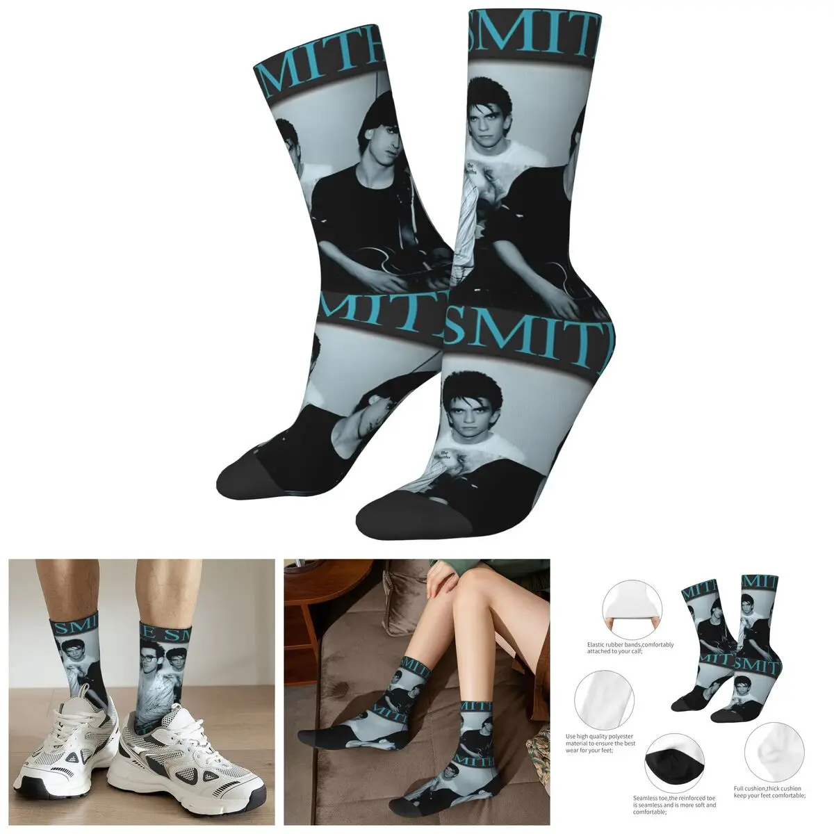 Hip Hop Vintage Wacky Crazy Men's compression Socks Unisex Smiths Street Style Pattern Printed Funny Novelty Happy Crew Sock