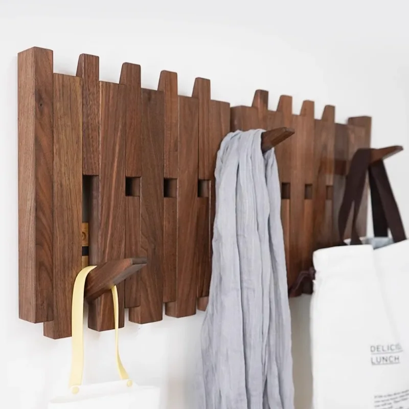 

Multi-layer Solid Wood Wall Clothes Hanger Clothing Storage Organizer Hook Living Room Entrance Hall Bedroom Wall Clothes Hanger