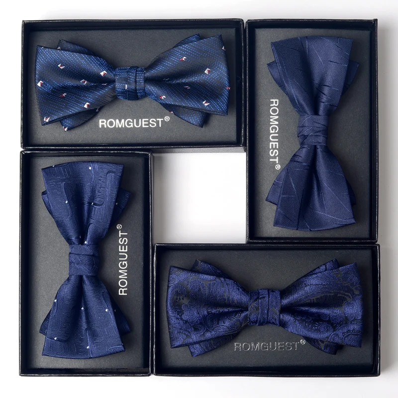 

Bowtie for men's business attire, double layered bow for groom's wedding, British women's accessories in black and red