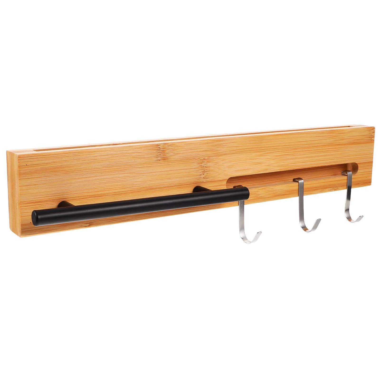 Wall Mounted Kitchen Storage Rack for Cutters Utensils Stainless Steel Wood No Drill Installation Space Saving Elegant Hanging