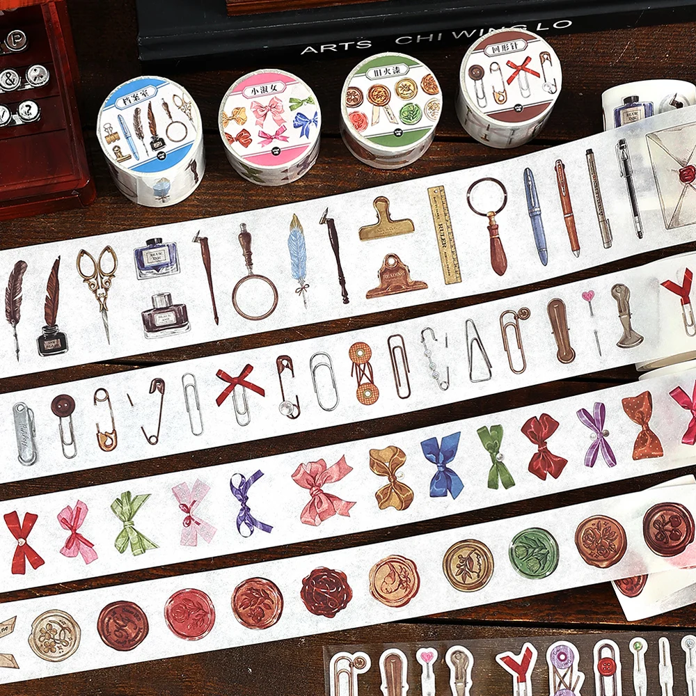 Card Lover 50M * 2M 1 Rol [Seri Pengarsipan Memori 2] Kit Bahan Scrapbooking Pita Washi Deco Akun Tangan Die-Cutting Retro