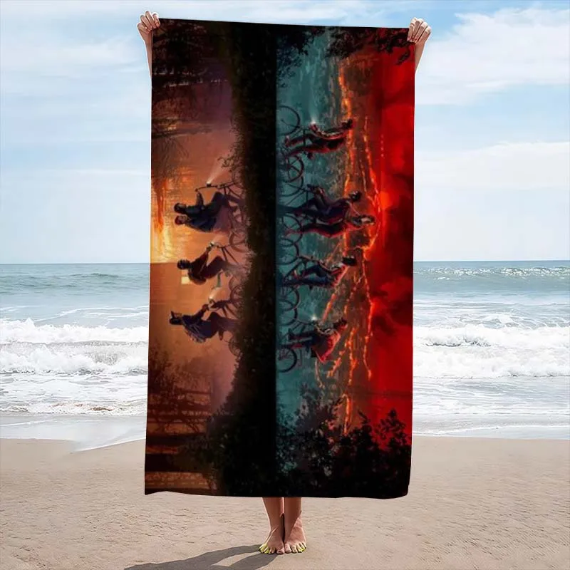 Toalla de Playa de Microfibra S-Stranger Things de Secado Rápido, Súper Absorbente, Antiarena, Suave, Extra Grande, para Viajes y Natación