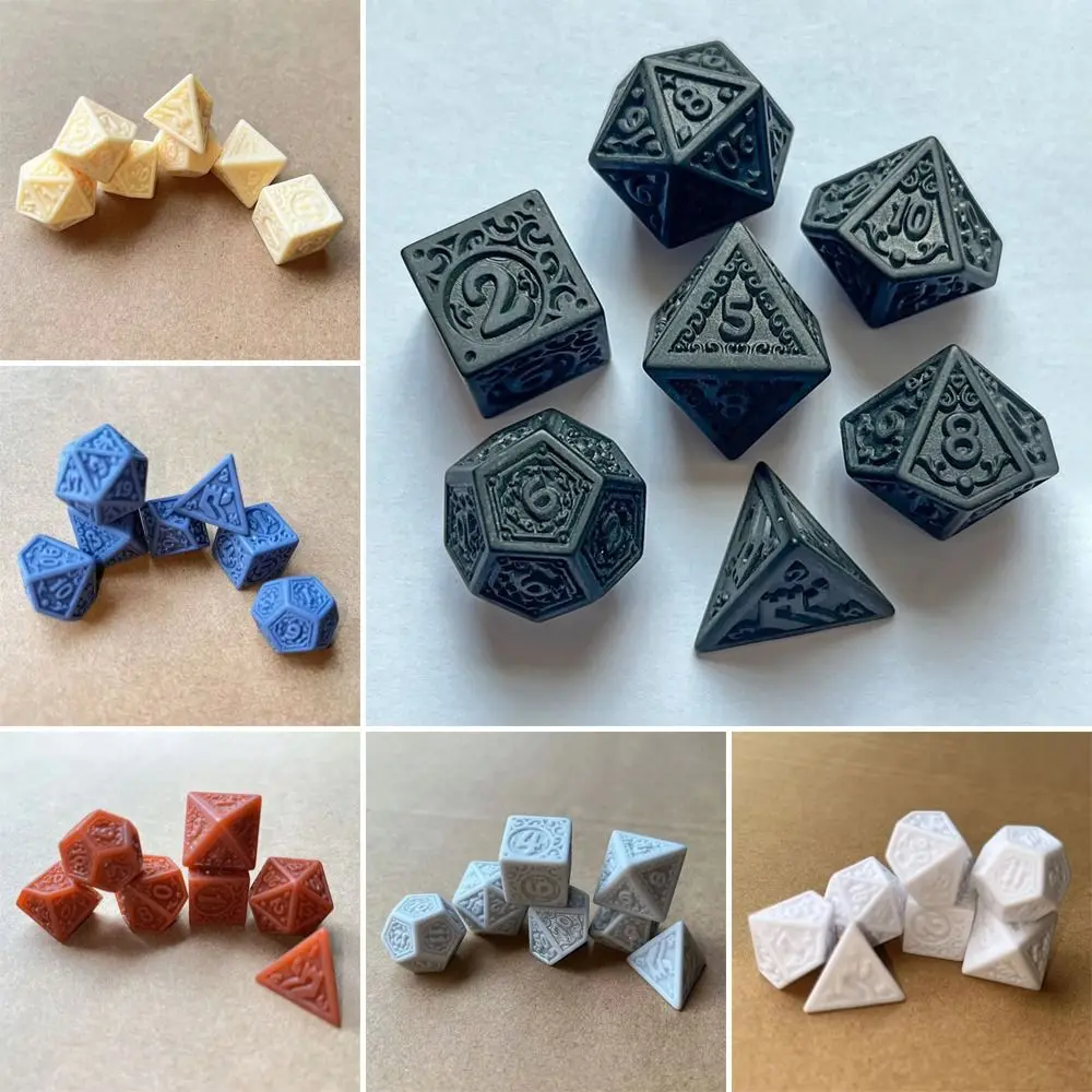 7Pcs/set 7-Die Table Game DND Dice D4 D6 D8 D10 D12 D20 Party Game Polyhedral Dice Hollow Retro Acrylic Game Dice TRPG DND