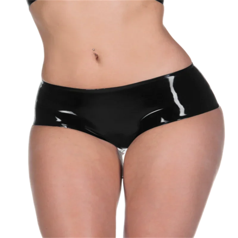 

Natural Latex Fashion Women's Black Latex Briefs Fetish Underpants Underwear Sexy Lady’s Panties