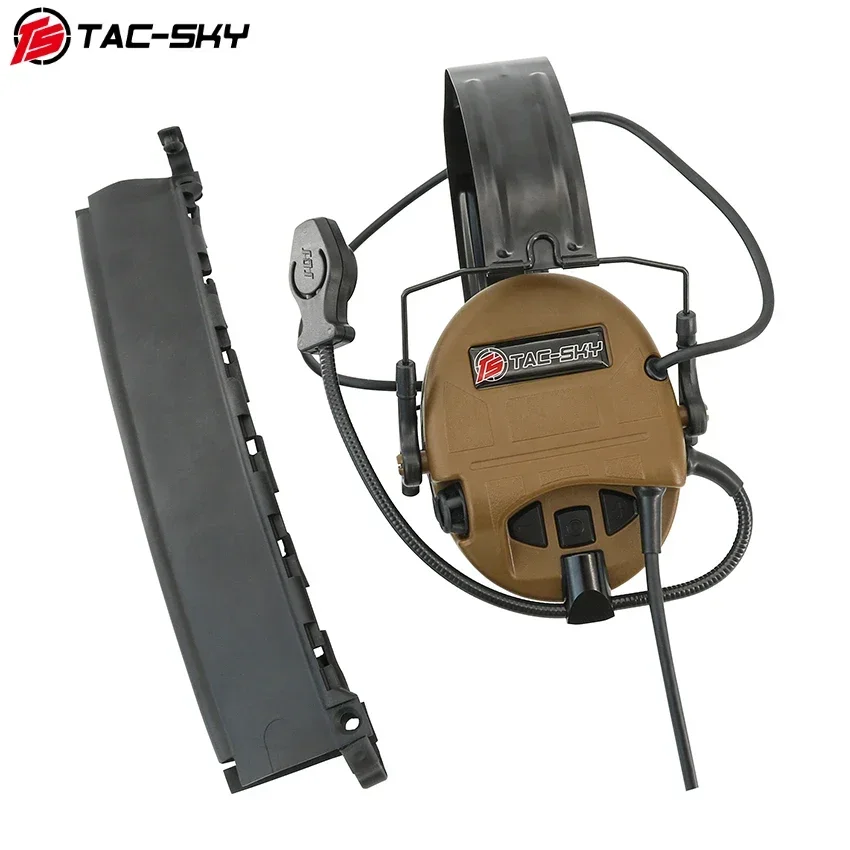 TAC-SKY-Headset de proteção auditiva para caça e tiro, fone de ouvido tático com EARPAD simulado, 2 pinos, U94 PTT