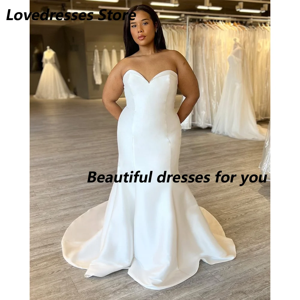 

Sexy Wedding Dress Customized Sweetheart Neck Mermaid Satin Bridal Gown Backess Buttons Sweep Train Woman Bride 2025