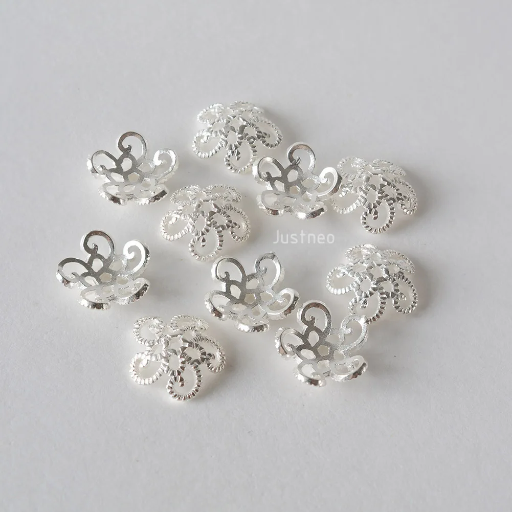 solid 925 sterling silver flower bead cap, spacer bead caps, jewelry diy silver findings/components