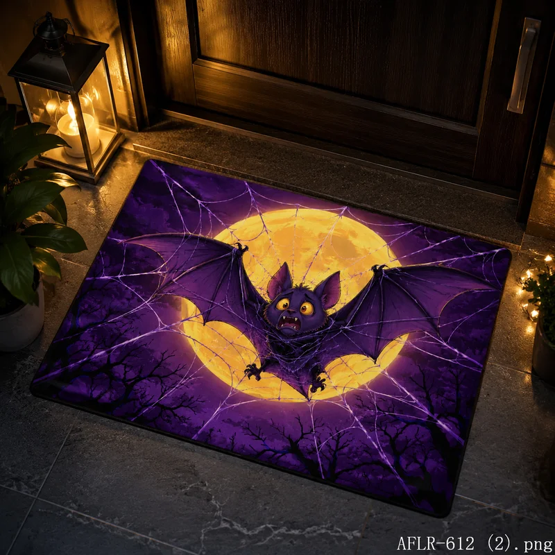 VIKAMA Gothic Bat Doormat, Non-Slip and Easy-to-Clean Welcome Mat, Halloween Party Indoor and Outdoor Entryway Decorative Rug