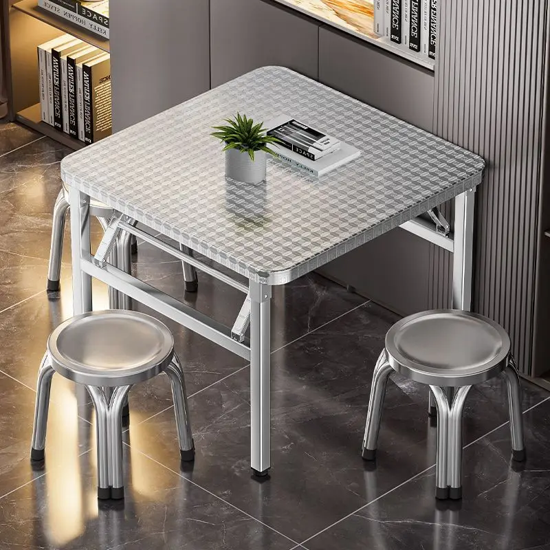 304 stainless steel folding table, square, portable in the wild, learning to write, stall table