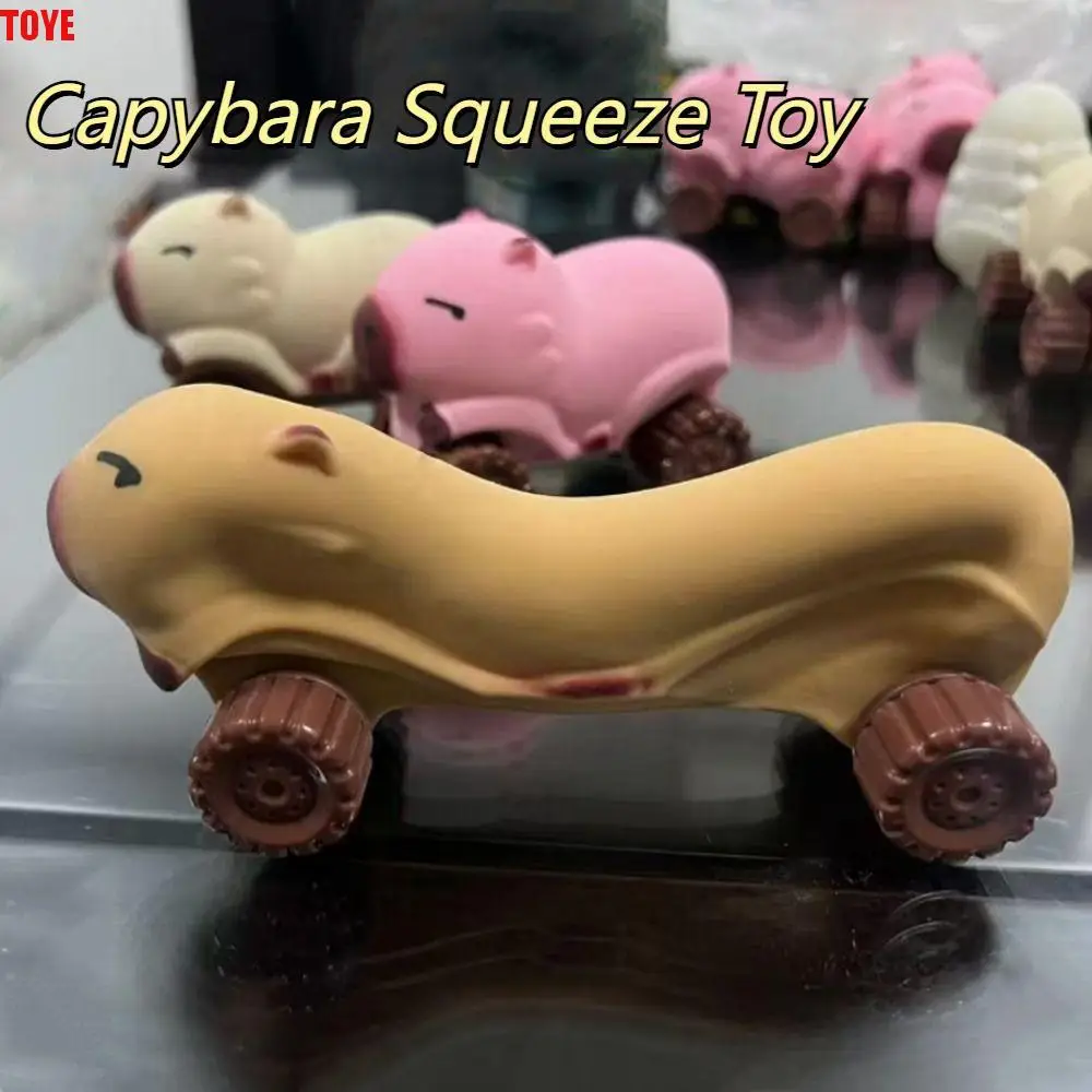 Stretchable Car Capybara Squeeze Toy High Elasticity with Wheel Capybara Fidget Toy Elongate Slow Rebound Capybara Pinch Toy