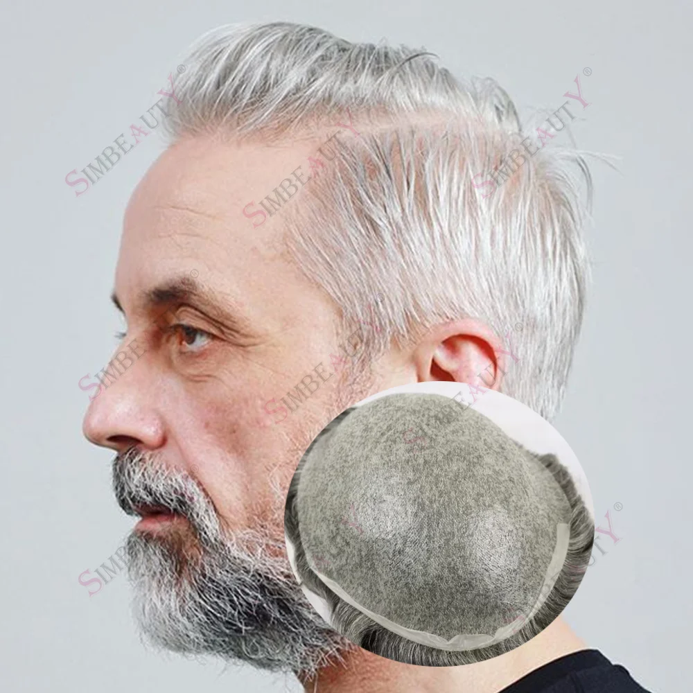 

Натуральный 0,02 мм супер тонкий легкий плотность 80 1b80 серый парик старика протез человеческих волос капиллярный незаметный парик Vloop