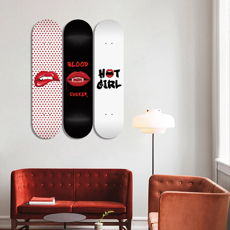 Set of 3pcs Decorative Board Pop Art Skateboard Wall Art 7-layer Maple Decoration Skateboard Furnish and Decorate for Home Decor