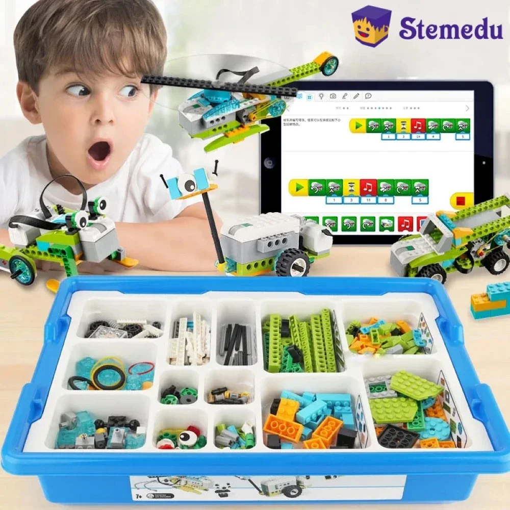 

WeDo 2,0 основный набор, робот-программирование STEAM 45300, электронные строительные блоки, сделай сам, развивающие игрушки, подарок для ребенка без коробки для хранения