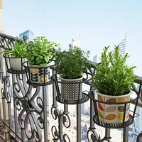 Outdoor Hanging Basket Plant Iron Racks Fence Balcony Round Flower Pot Decor Plant Pots Hanging Planter Home Decoration Vases