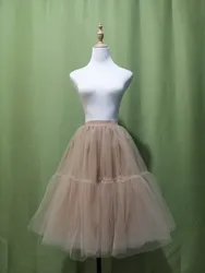 Yeni 4 Katmanlar Kadın Midi Tül Tutu Etek Kombinezon Düğün Gelin Elbise Balo Akşam Balo Etekler Altında CPA1091