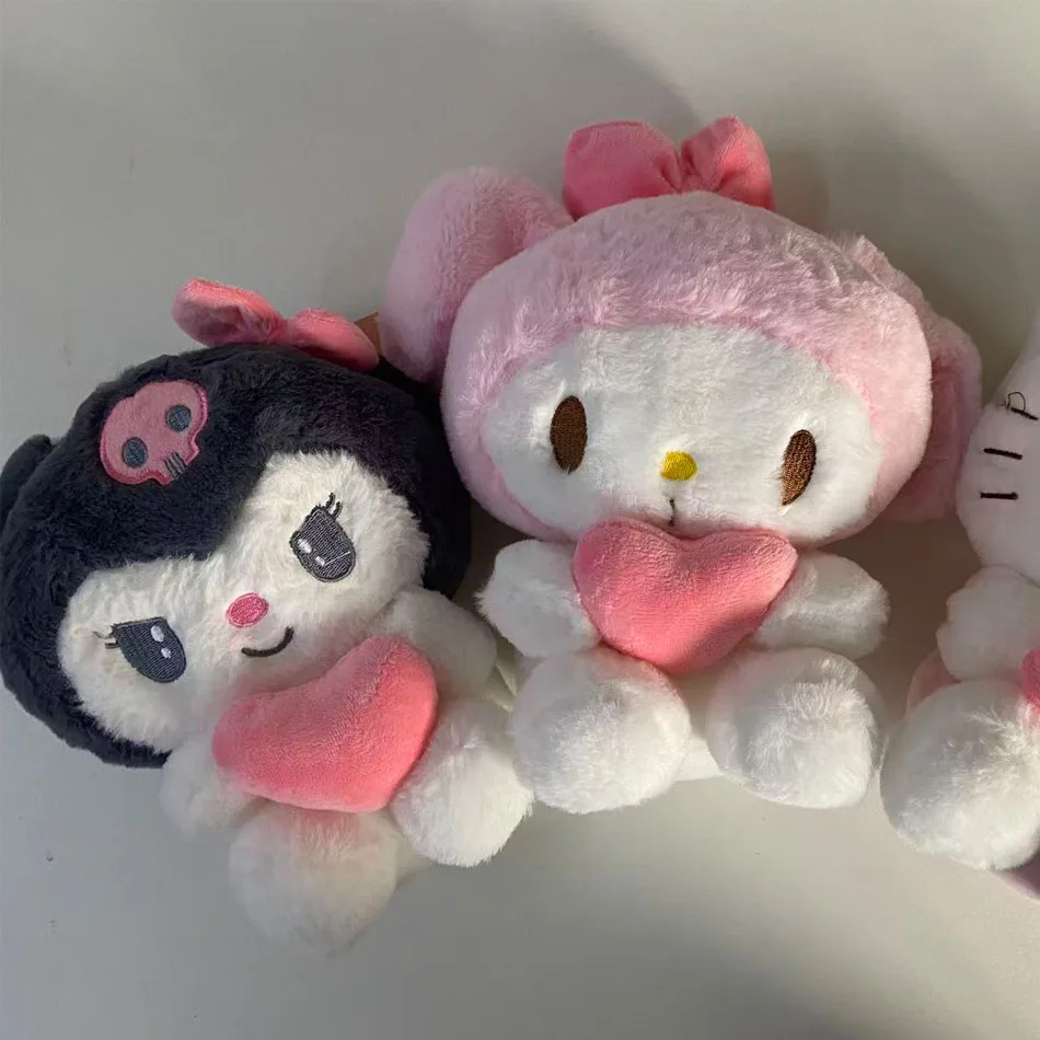 

22cm Sanrio Hello Kitty Kuromi Pillow KT Plush Toy Girls Soft Stuffed Animal Toys Heart My Melody Cinnamoroll Stuff Doll Gifts
