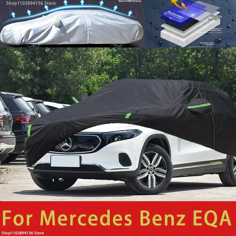 

For Mercedes Benz EQA Outdoor Protection Full Car Cover Covers Sunshade Waterproof Dustproof Black Car Cover