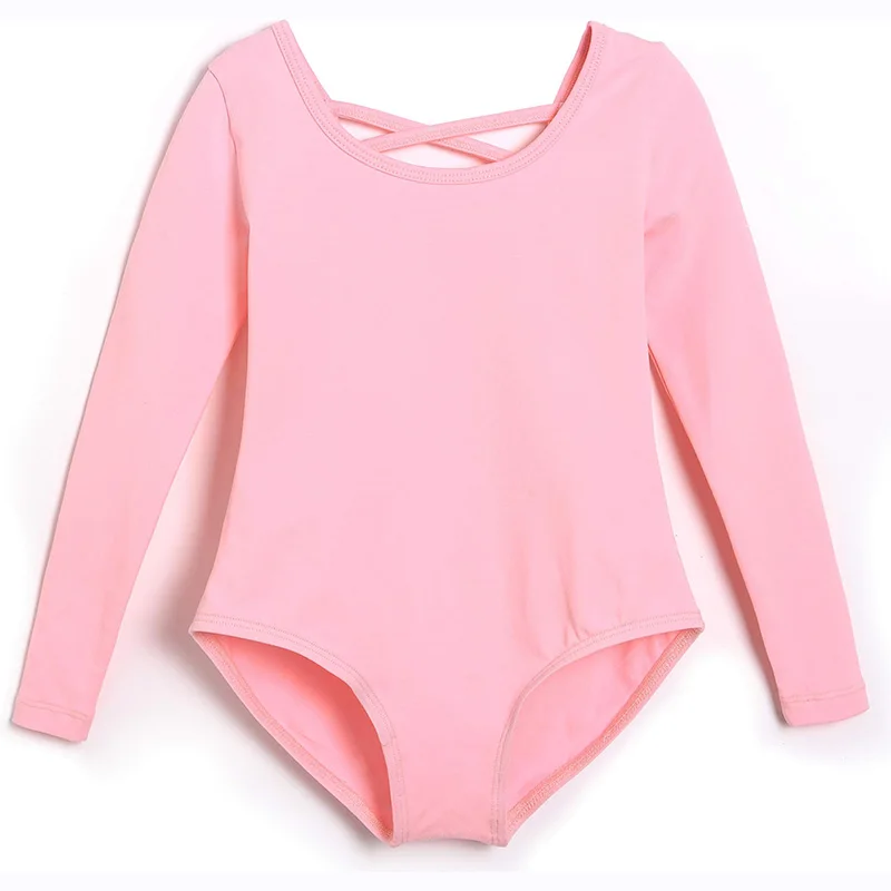 Girls Classic Basic Long Sleeve Ballet Dance Leotard for girl Gymnastics Dance with Crisscross Back and Comfortable Crotch Top