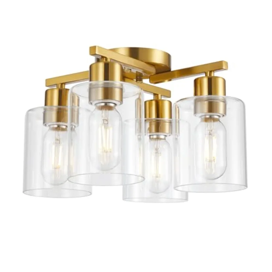 

Semi Flush Mount Ceiling Brushed Kitchen ing Fixtures Ceiling Brass Hallway Cieling s Fixture with Clear Glass Shade for Bedroo