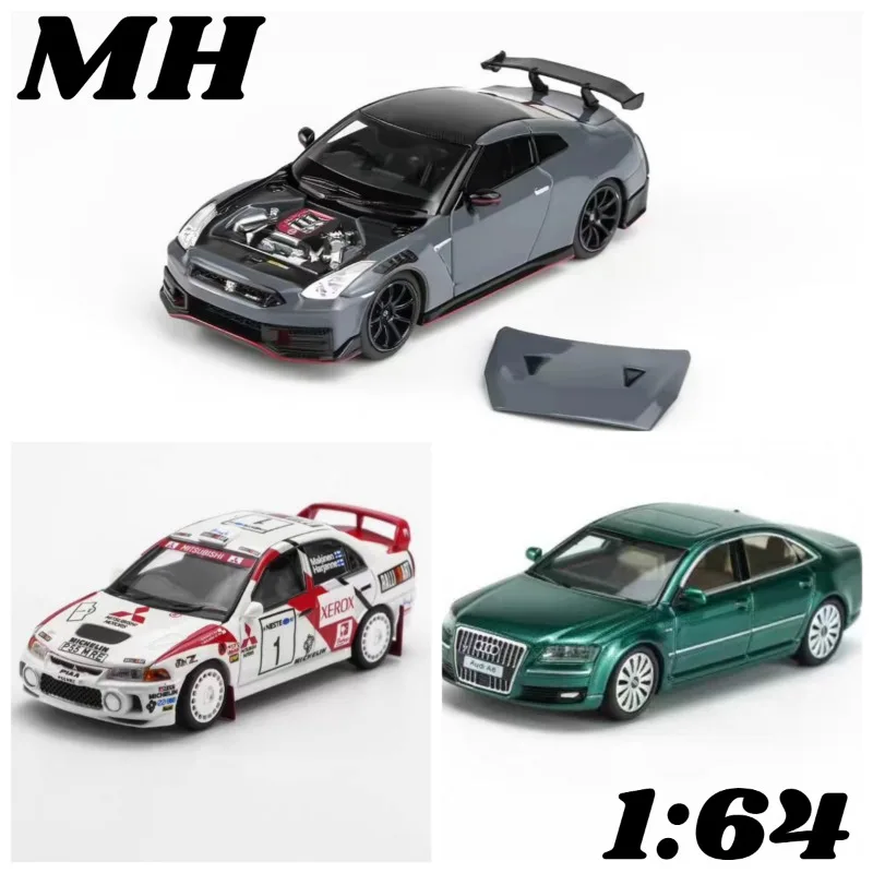 MH 1:64 A8 RS4 Mitsubishi Evo Nissan GTR Pre-order Collection Diecast Alloy Model Car, Desktop Decoration, Collectible.