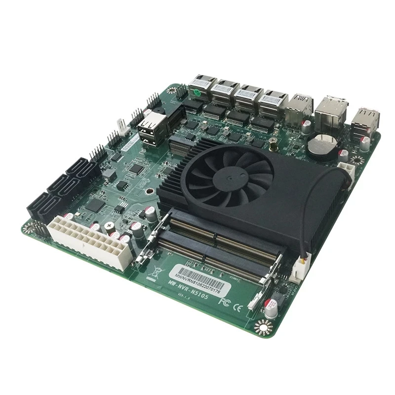 4*LAN Industrial Motherboard N5105 NAS Mini ITX 17x17CM Soft Routing Intel i225-V B3 2.5Gbps 2*M.2 NVMe 6*SATA3.0 HDMI2.0 DP