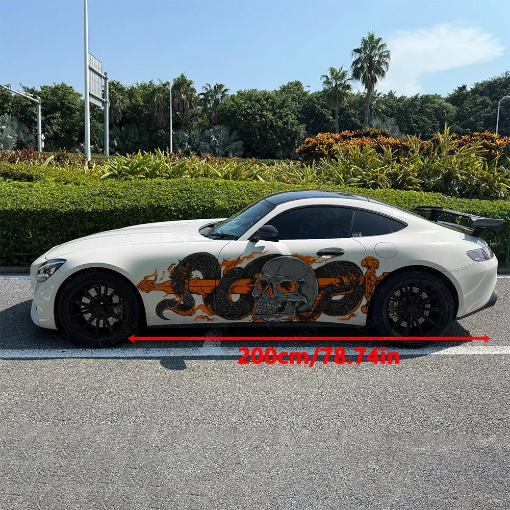 2pcs Skeleton And Snake Car Sticker Full Body Decal Decoration Scratches Protect Car Sticker Waterproof Car Vinyl Wraps