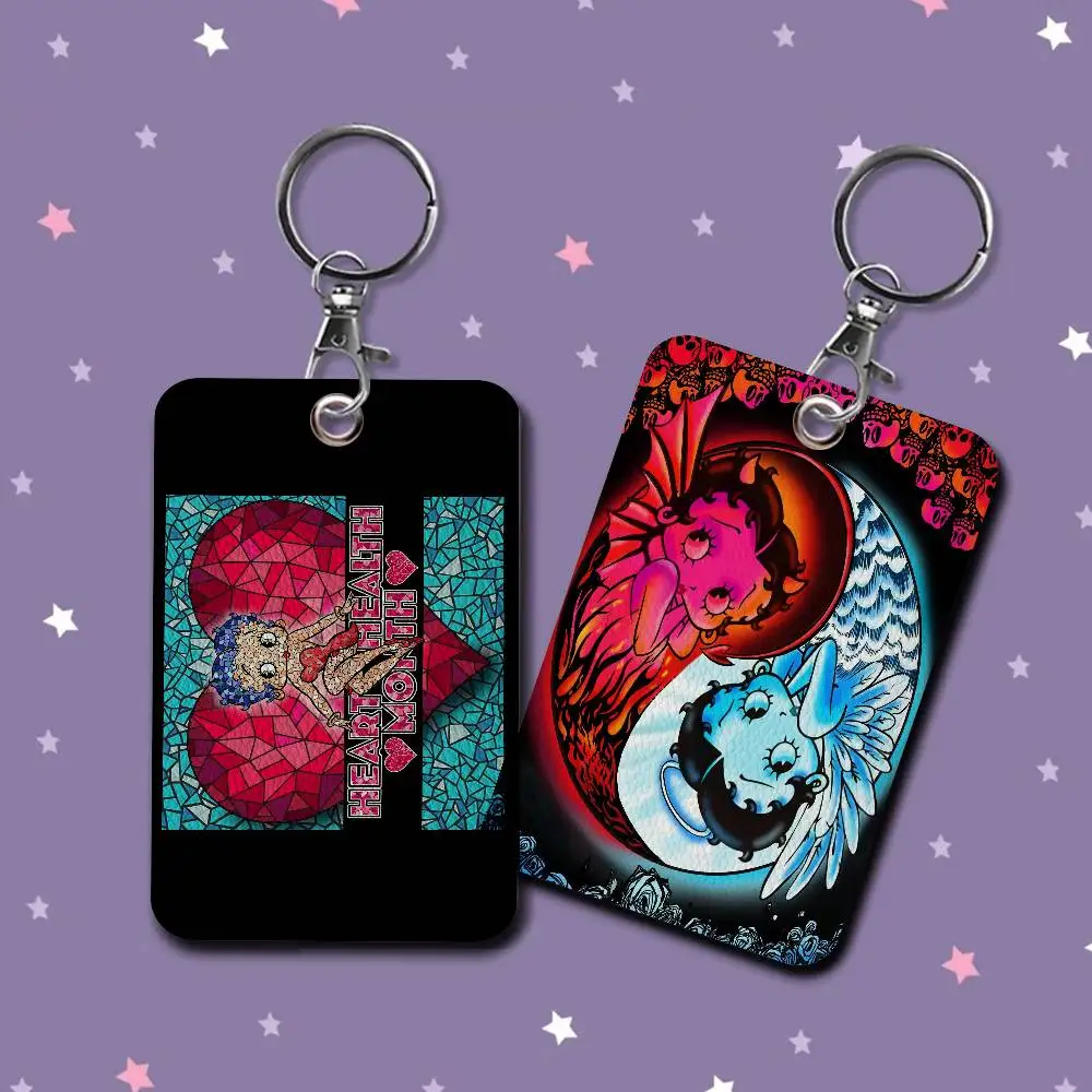 B-Betty Doll B-Boop Girl حامل بطاقة مطبوعة شخصية مناسبة لحامل الفتيات حافظة بطاقات الباب النساء شارة حامل المفاتيح