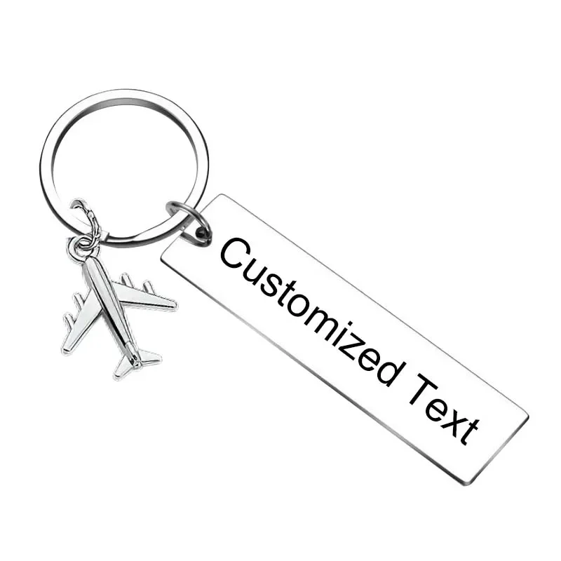 Personalized Custom Keychain Airplane Key chain Pilot Gifts Flight Attendant Graduation Gifts key rings Aviation Crew Gifts