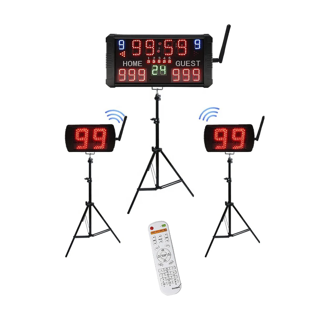 LED Indoor and Outdoor Scoreboard, 14 Digits Display, Multi Sports Electronic, Scoreboard for Basketball, Scoring Panel