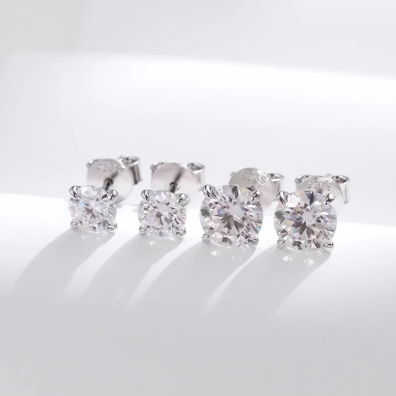 0.2-5ct D Color Certified Moissanite Earring for Women Man S925 Sterling Silver Wedding Diamond 4 Claw Stud Earrings Jewelry