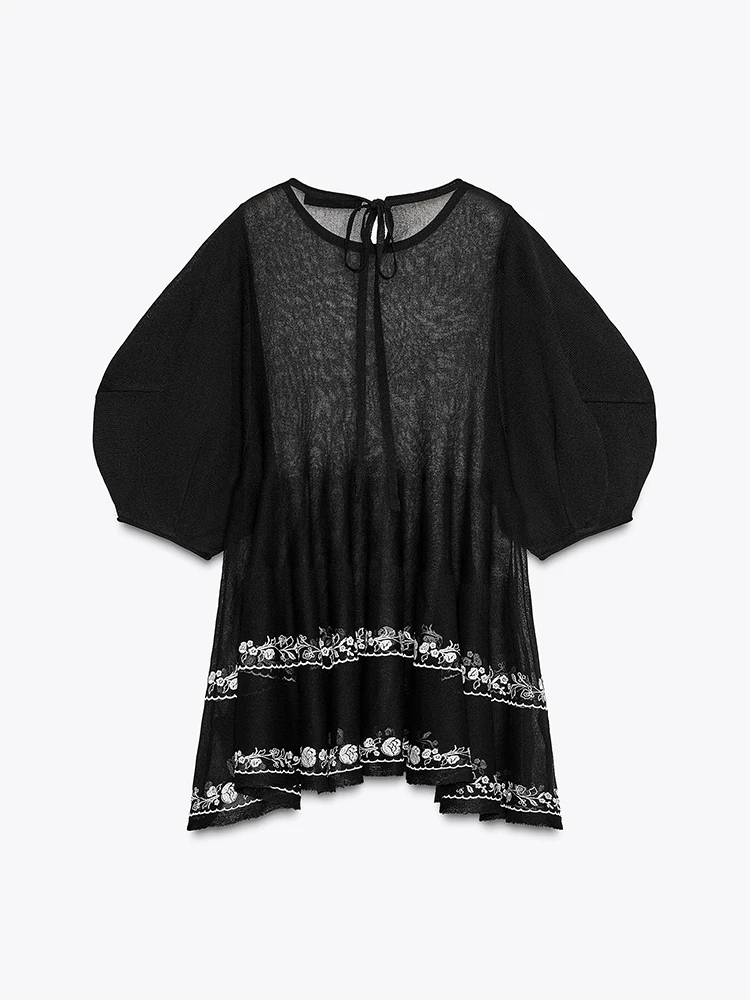 Comfortable ort Sve Long irt Women's Faionable Embroidery Fine Needle All-Match Summer New Arrival Clothing