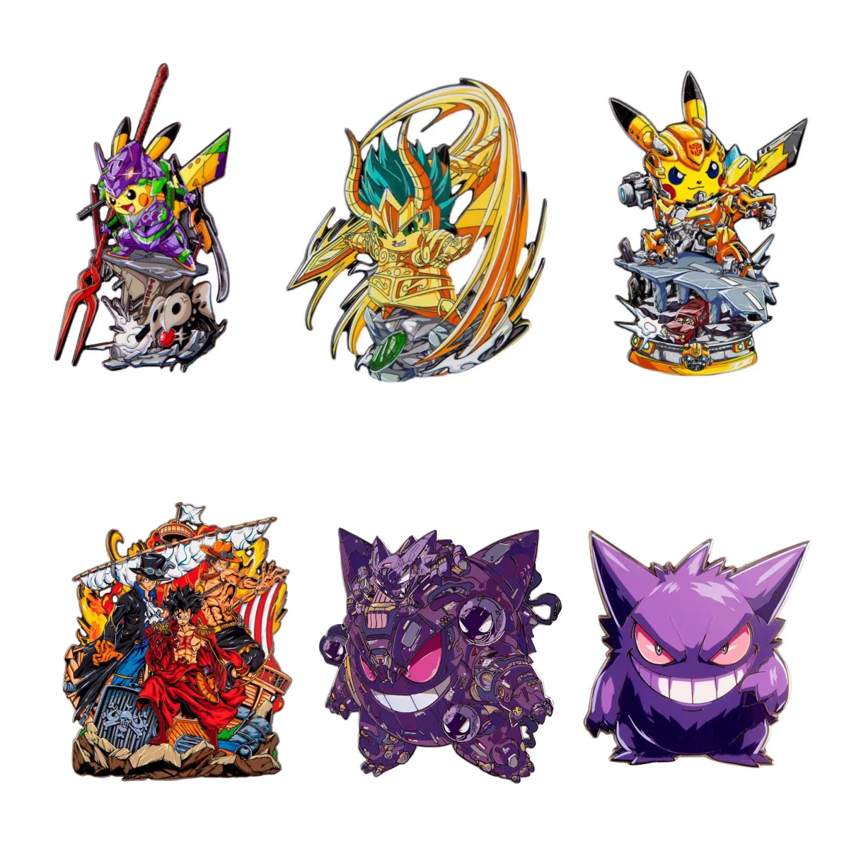 

Pokemon Pikachu Gengar ONE PIECE Monkey Luffy Badges Metal Pins Decor Backpack Clothes Brooch Jewelry Accessories toys Gifts