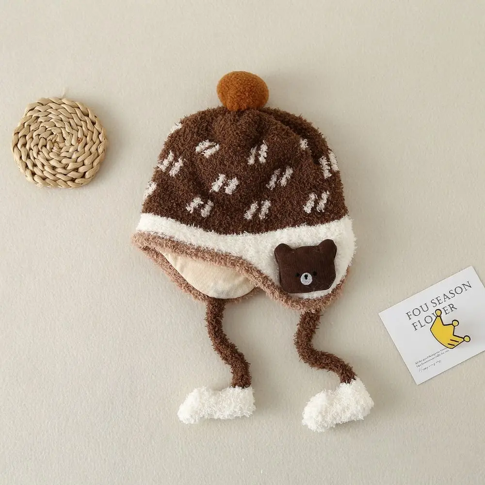 

Lovely Windproof Baby Ear Protection Hat Coral Fleece Thicken Beanie Hat Cartoon Keep Warm Infant Toddler Cap Boy