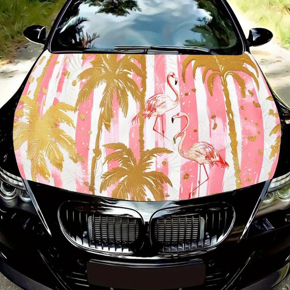 Palm - Pegatina para capó de coche con estampado de flamenco, palo autoimpermeable de PVC, accesorios exteriores llamativos para decoración, protege el regalo para el coche