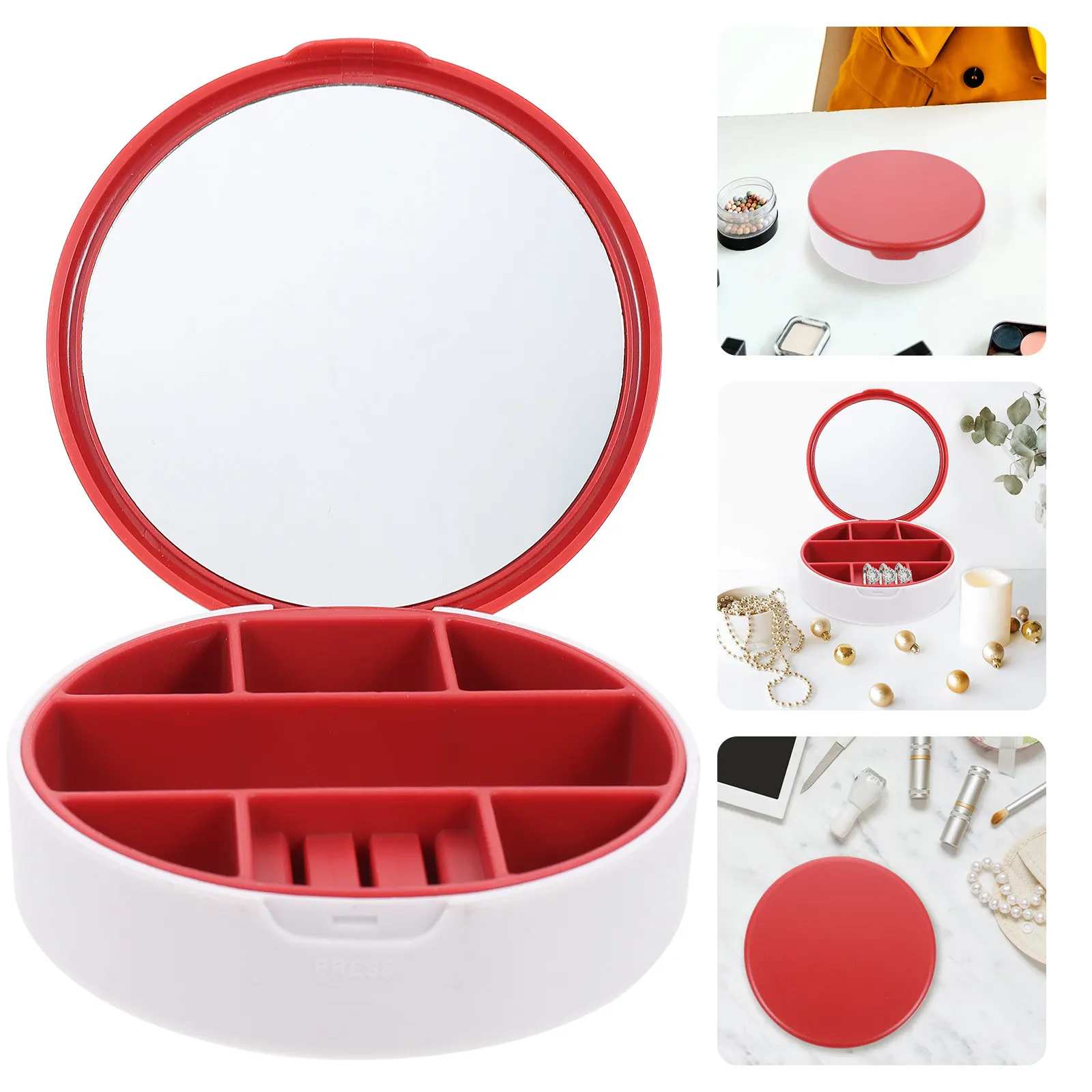 

Портативный дорожный органайзер для украшений из АБС-пластика, круглый, с несколькими отделениями, для хранения колец, серег и других украшений