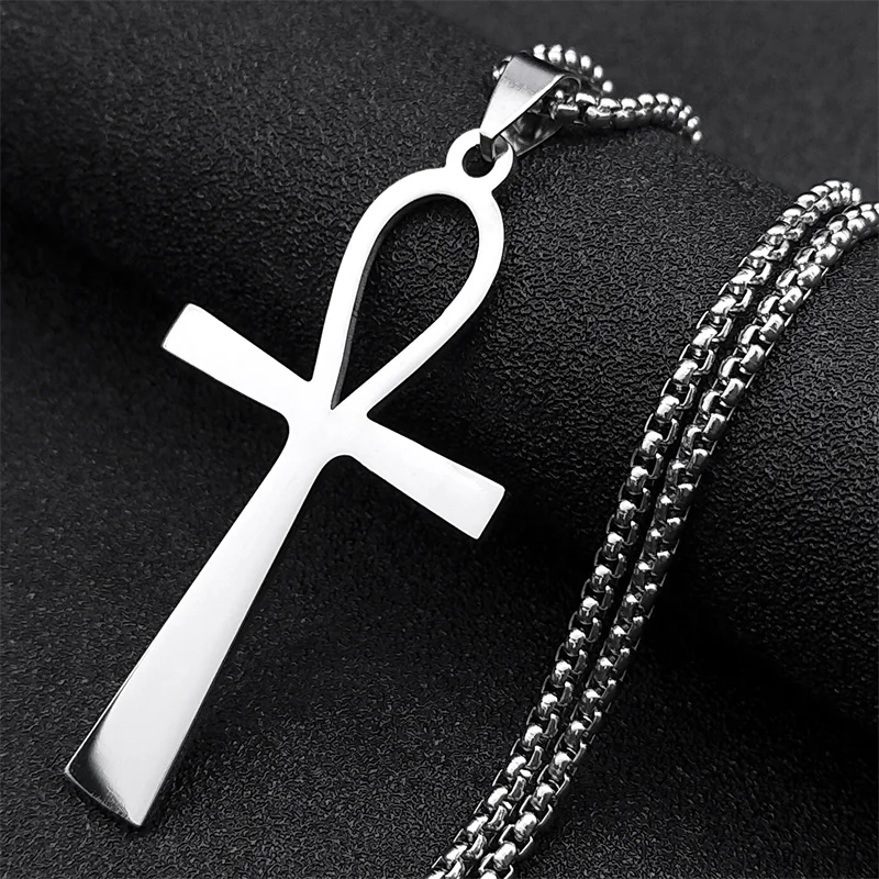 

Egyptian Ankh Cross Stainless Steel Necklace Women/Men Symbol of Life Cross Necklace Jewelry cadenas de acero inoxidab