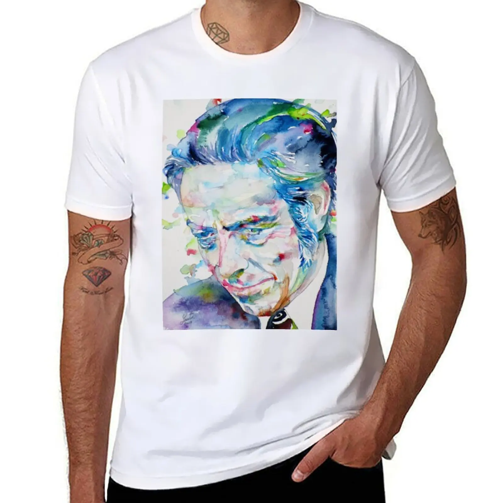 

ALAN WATTS watercolor port T-Shirt mens graphic t shirts man t shirts high quality luxury brand T-Shirt