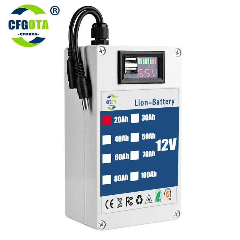 New DC 12v 40AH lithium ion rechargeable battery, high capacity ac power charger with 4 kinds of traffic development