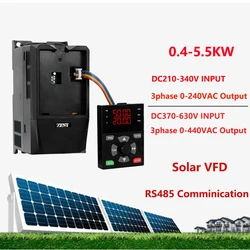 RS485 Solar Converter 0.75/1.5/2.2/3.0/4.0/5.5/7.5 KW 5/7/10HP DC380-620V to 3 Phase 380V 220V Variable Frequency Drive Inverter