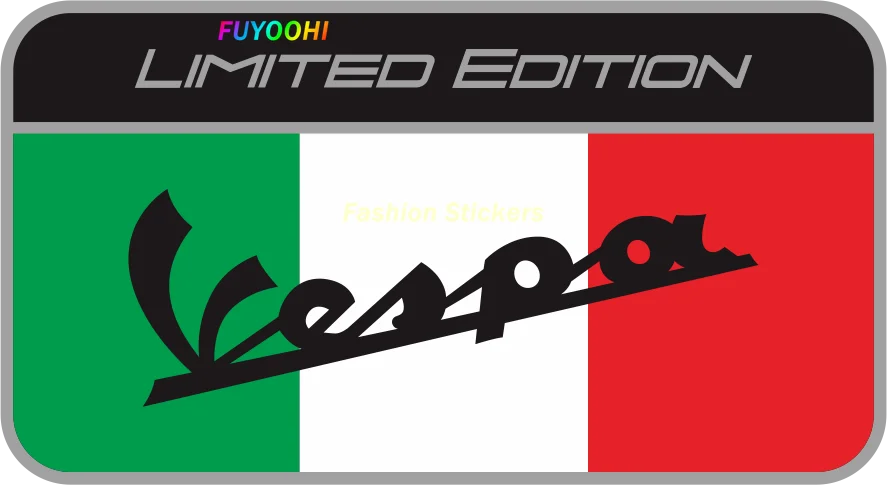 FUYOOHI-Pegatinas adhesivas para coche, accesorios de estilo de coche, vinilo, logotipo de Vespa + Bandera de Italia Moto, decoración