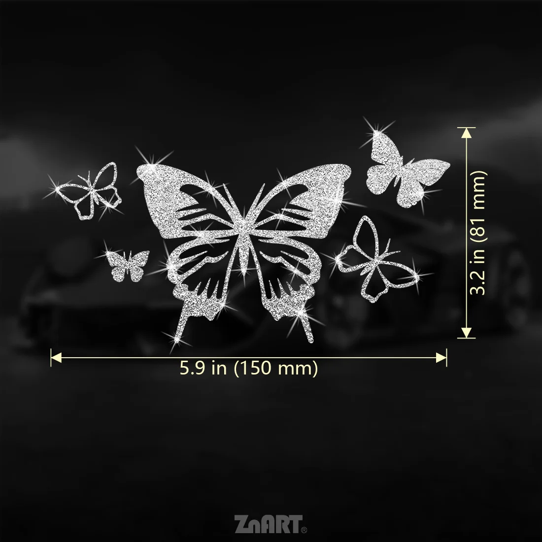 One shiny vinyl butterfly sticker, suitable for cars, laptops, and windows. These glitter stickers can cover scratches, are easy