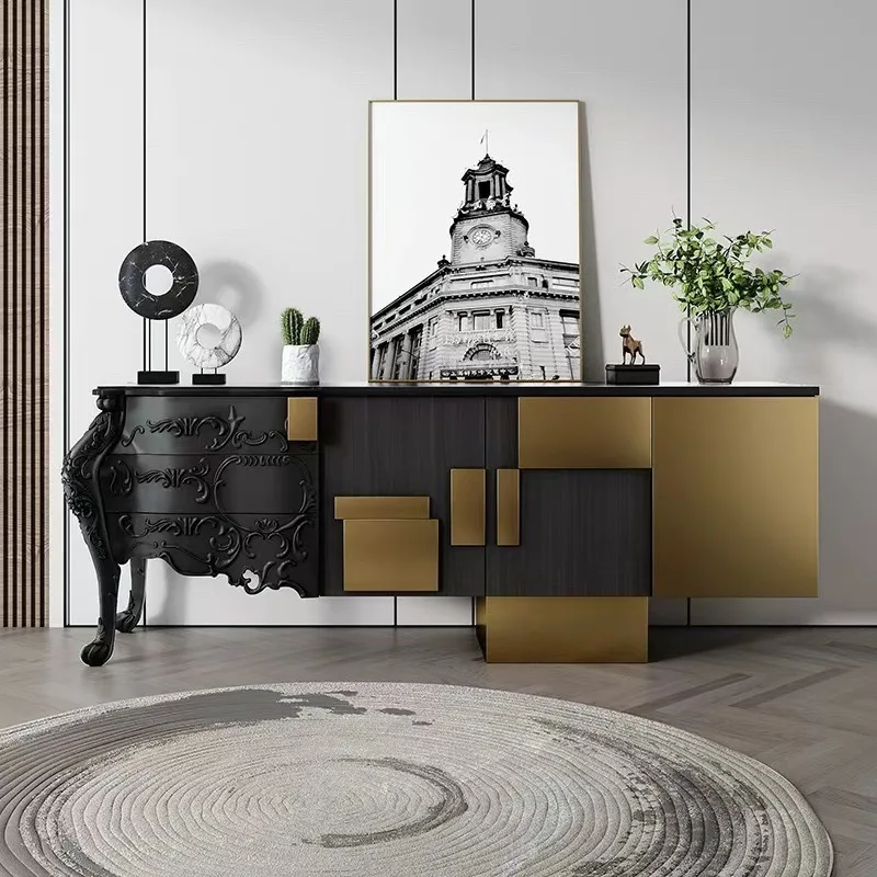 Modern Luxury Solid Wood Sideboard for Villa & Hotel High Quality Customized Living Room Furniture with Back Lacquer for Storage