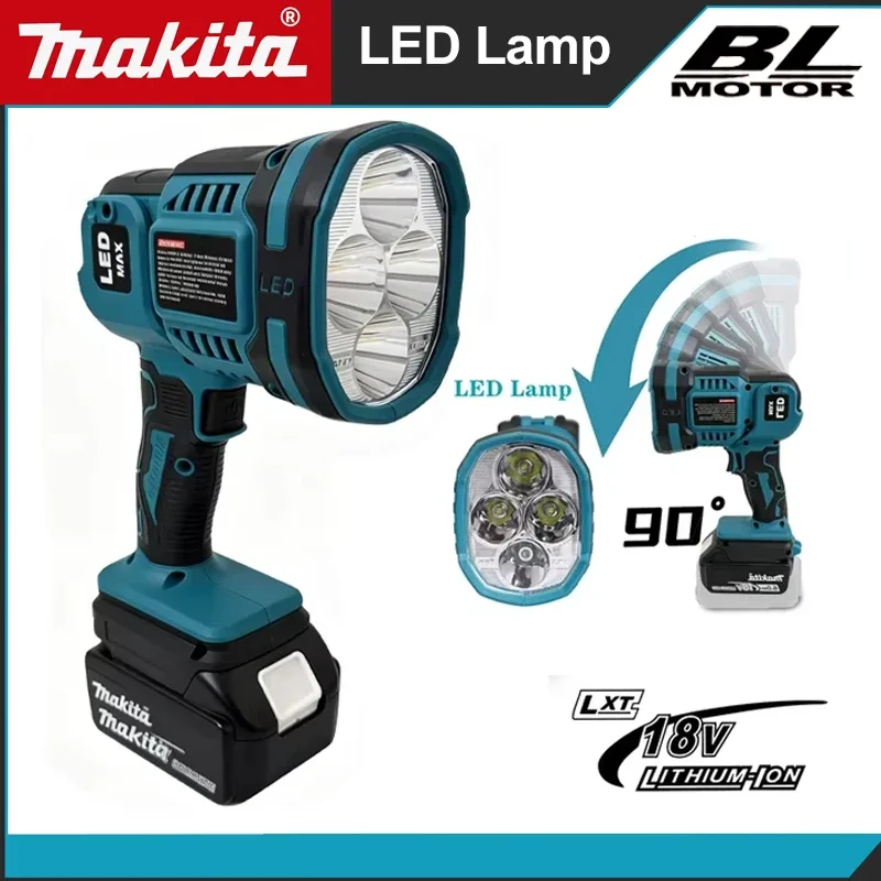 Lanterna LED Portátil Recarregável com Bateria Makita 18V, Luz Noturna Multifuncional para Camping e Emergências
